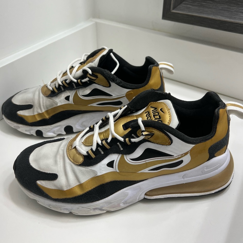 Size 8.5 men - Nike Air Max 270 React Metallic Gold